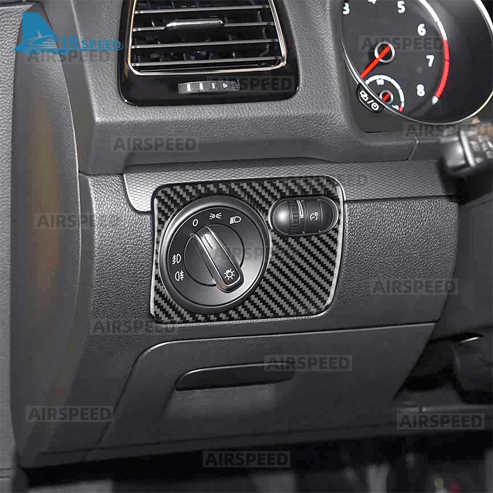 Real Soft Carbon Fiber for Volkswagen VW Golf 6 2008 2009 2010 2011 2012 2013 R MK6 Scirocco 2009-2016 Headlight Switch Interior
