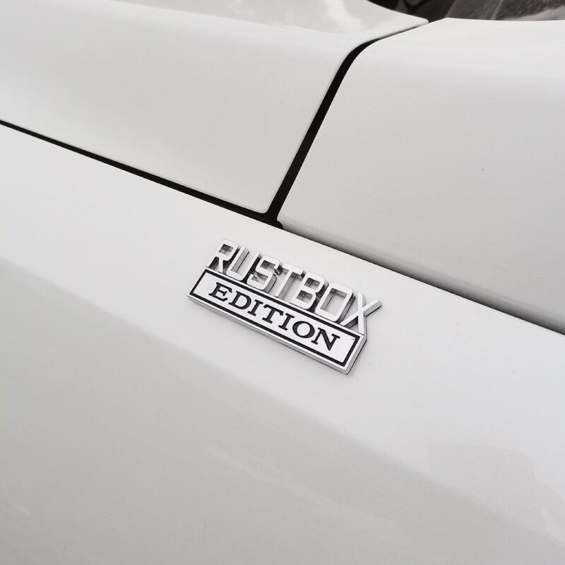 1Pc 3D Metal Rustbox Edition Logo Car Side Fender Rear Trunk Emblem Badge Sticker Decal