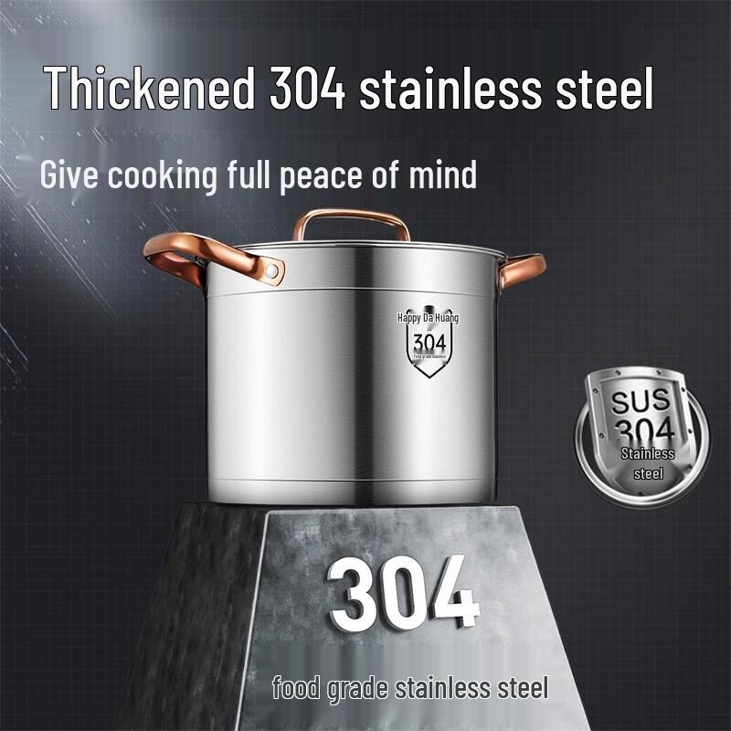 Chuidahuang 22cm 304 Stainless Steel Deep Soup Pot