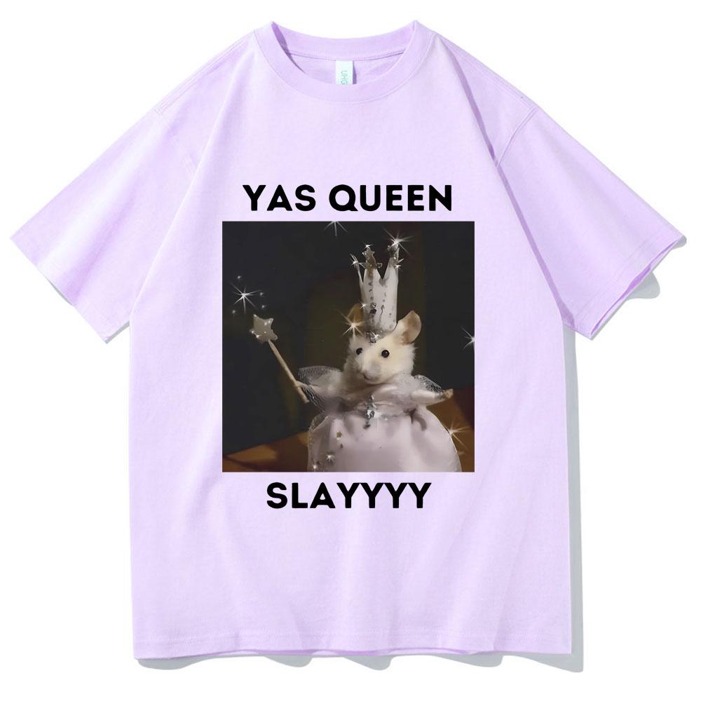 Funny Yas Queen Slayyyy Rat Graphic Tshirt Men Women Fun Joke Humor Meme Print T Shirts Summer Male Fashion Casual Tshirt Tops