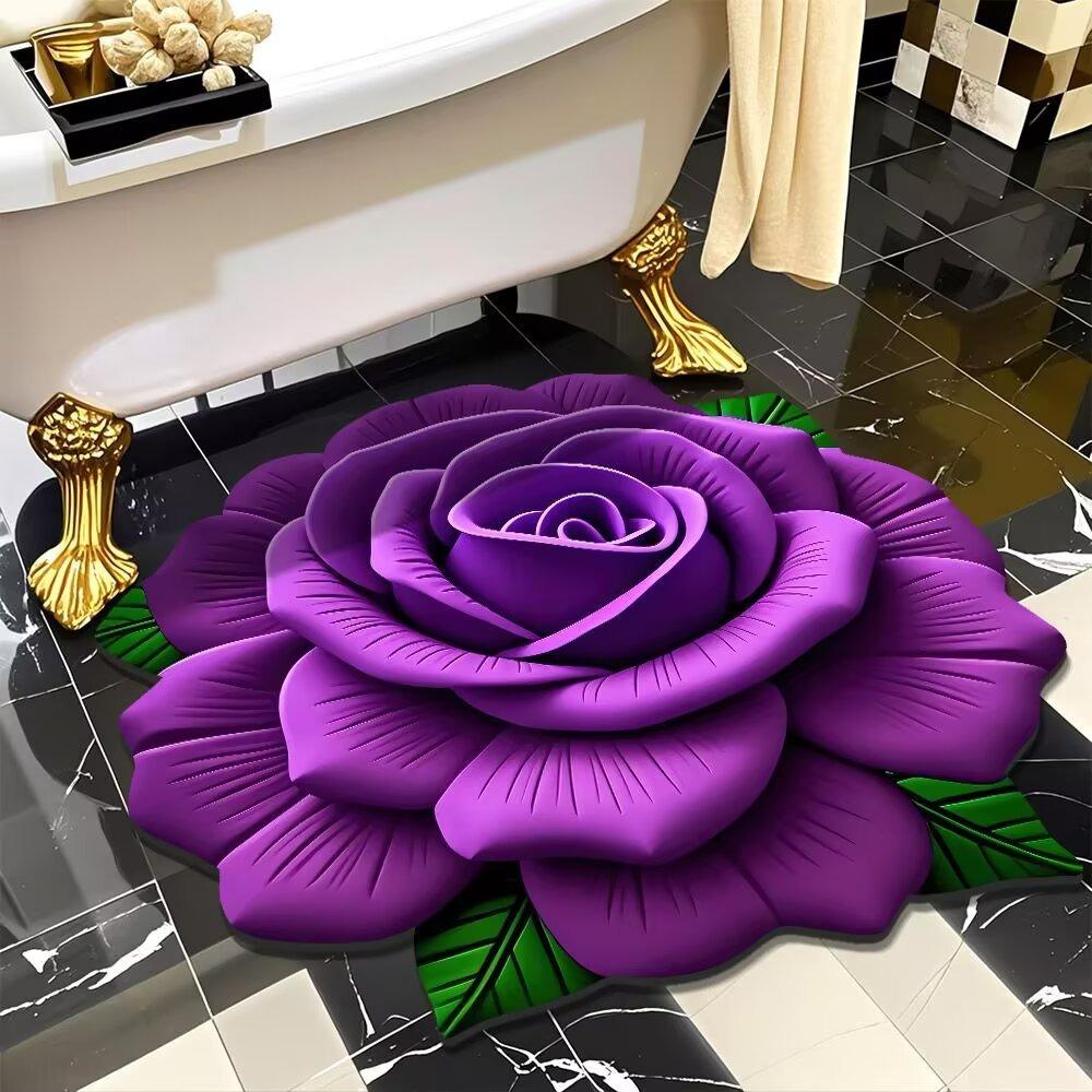 Soft Peony Floor Mat Special-shaped Door Gasket Flower Carpet  for Living Room Tea Table Bedside