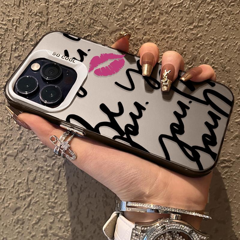 Fashion Lip Print English Plating PC Case for Xiaomi Redmi Note 13 14 12 11 Pro Plus 4G 5G 12S 11S 10S 10 9 9S 12C 13C 14C A3 A4