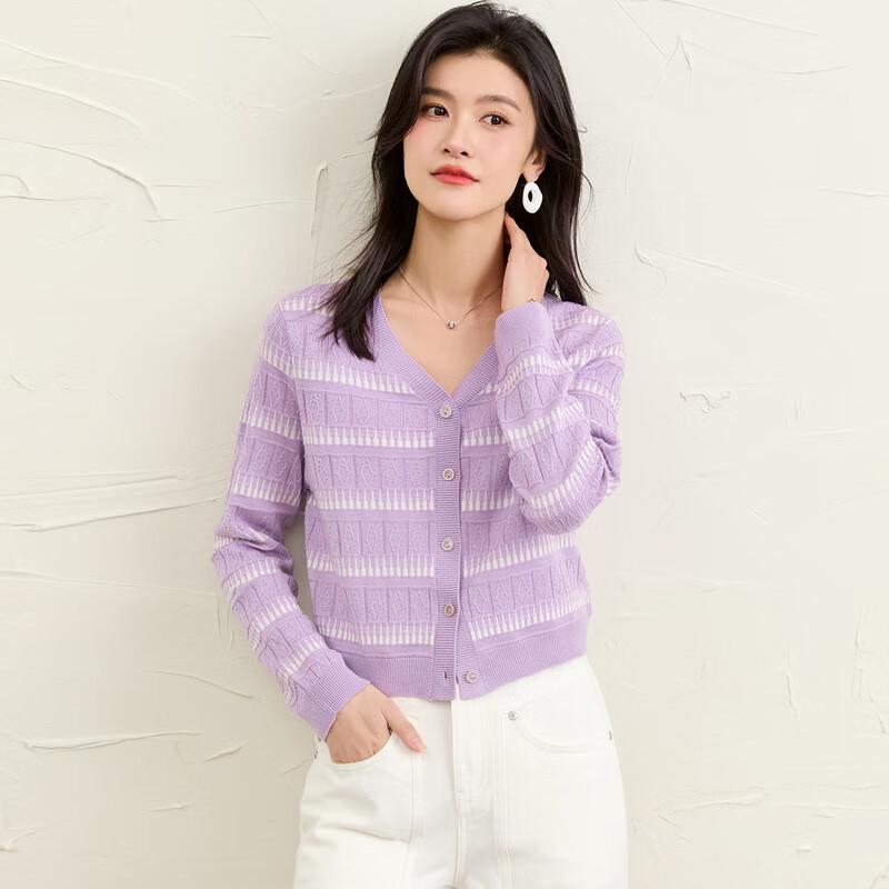 

Женский двухцветный вязаный кардиган из смесового шелка тутового дерева L