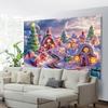 2D1 charming Christmas village background - fairyland winter snow scene gingerbread house and holiday decorations polyester
