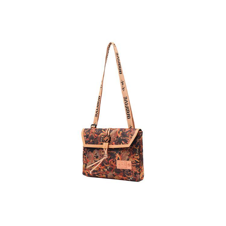 Li-Ning Badfive Basketball Series Printed Polyester Crossbody Bag Unisex bags Orange ABDR024-1 Orange
