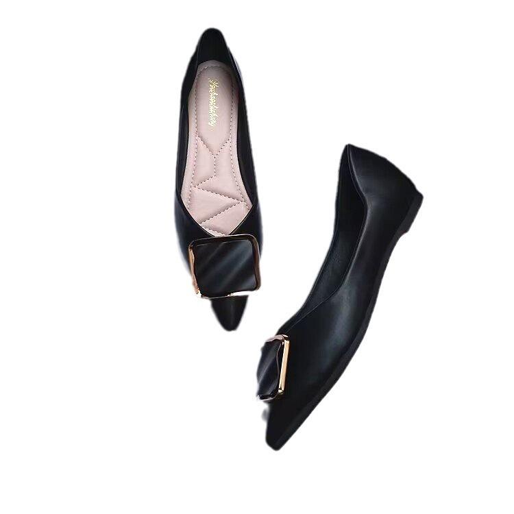 Spring new shoes versatile flat-soled single shoes women pointed Internet celebrities shallow mouth fashion frontier ladyshoes soft sole Doudou shoe