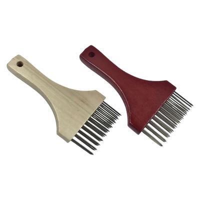 Practical Meat Tenderizer Tool with Stainless Steel Pin Wood Handle for Beef Chicken Steak Food Processing