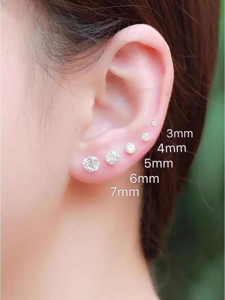 925 Sterling Silber Zirkon Vielseitige Steckerohrringe