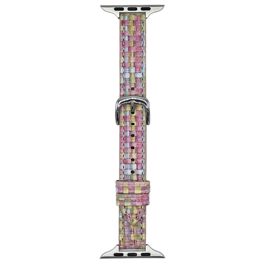 Leather Watch Band For Apple Watch Series 10 9 8 7 SE 6 5 4 3 2 1 42mm 41mm 40mm 38mm Straw Mat Texture Strap