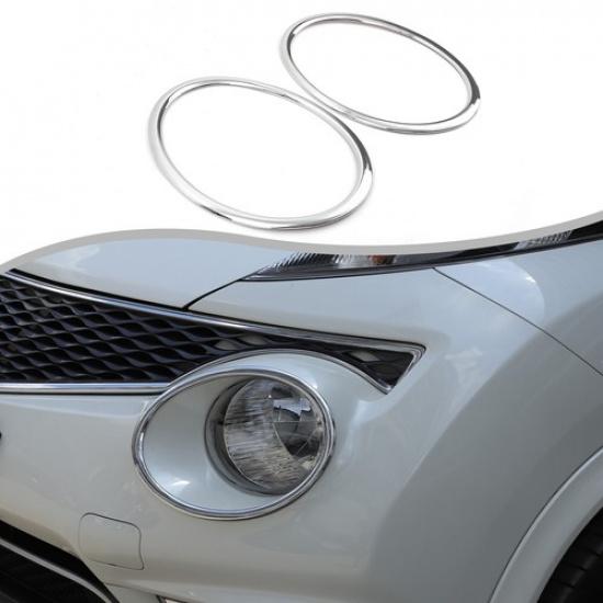 Silver Front Fog Light Trim Cover Ring for Nissan Juke 2014+