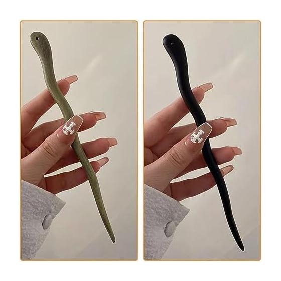 LALAFINA 4-Piece Wooden Hair Sticks, 6.7 Inch, Japanese Style Hair Accessories for Women, Yukata, Kimono, Hair Ornaments, Gift Idea, Natural Wood,