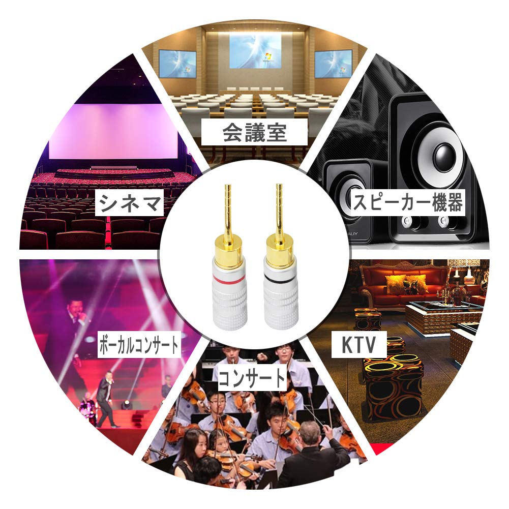 CERRXIAN Pure 2mm Pin Audio Banana Speaker Cable Banana Clip Speaker Cable Terminal Audio Cable Terminal 24K Gold Plated Speaker Terminal Pin Plugs of