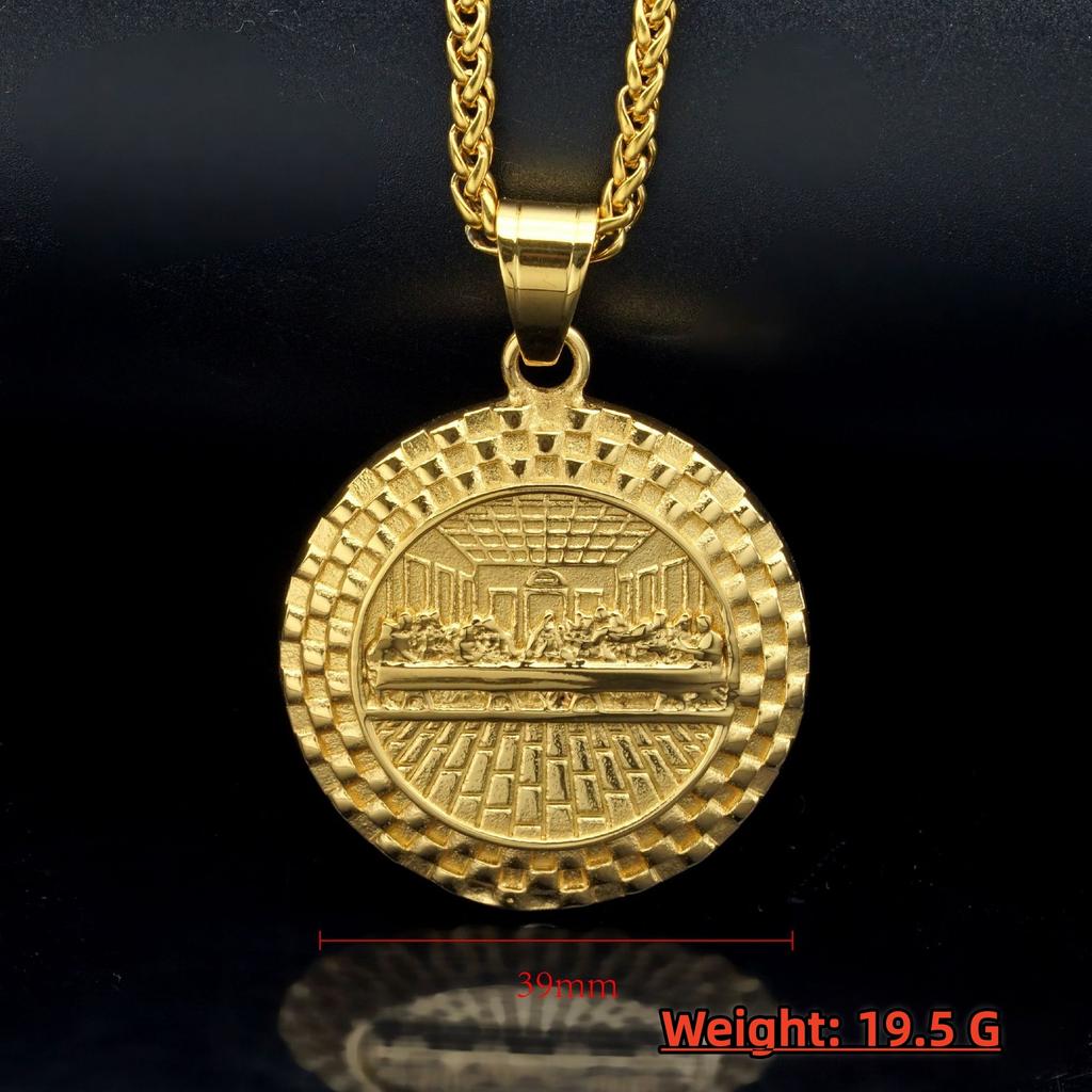 1pc Hip Hop Gold Color Last Dinner Pendant Necklace Ornament 316L Stainless Steel Pendants Party Jewelry for Men Women