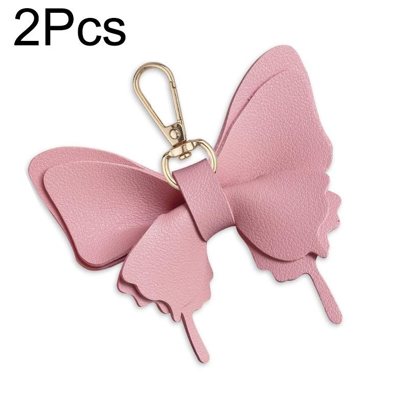 1pc Leather Creative Keychains Colorful Backpack Decoration Exquisite Key Ring Bag Charm Butterfly Pendant