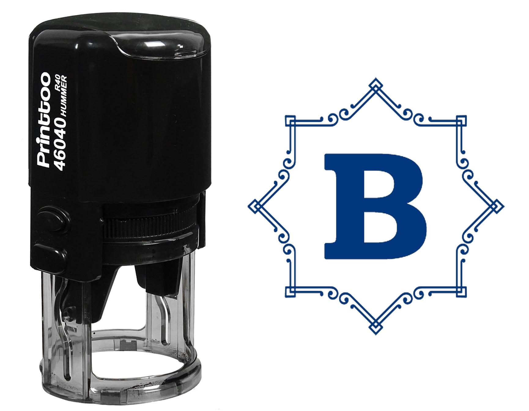 

Printtoo R-40 Octagon Celtic Swirl Frame Alphabet B Monogram Self Inking Rubber Stamp Office 30 mm Diameter (Approx) синій