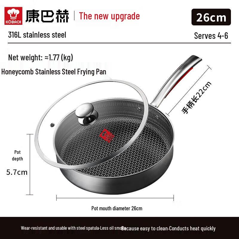 Kangbah 316L Stainless Steel Non-Stick Frying Pan