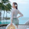 Swimsuit Women's One-piece Two-piece Suit Covers Belly To Show Slimming Sexy Long-sleeved Blouse Hot Conservative Vacation
