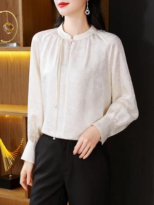 New Style Women's Long Sleeve Stand Collar Mulberry Silk Shirt - Early Autumn Design