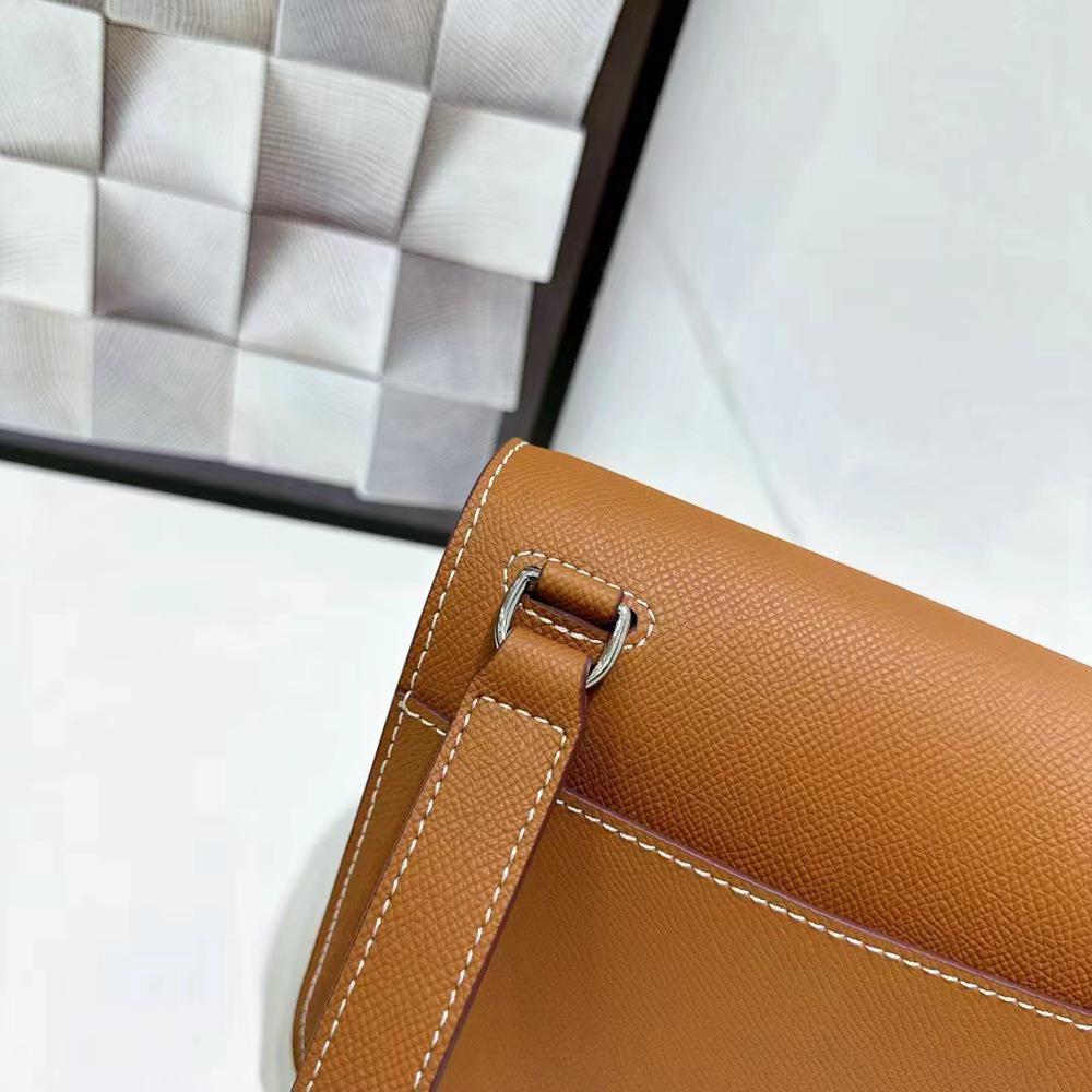 Della 2024 Palm Pattern Cowhide Messenger Bag with Silver Buckle