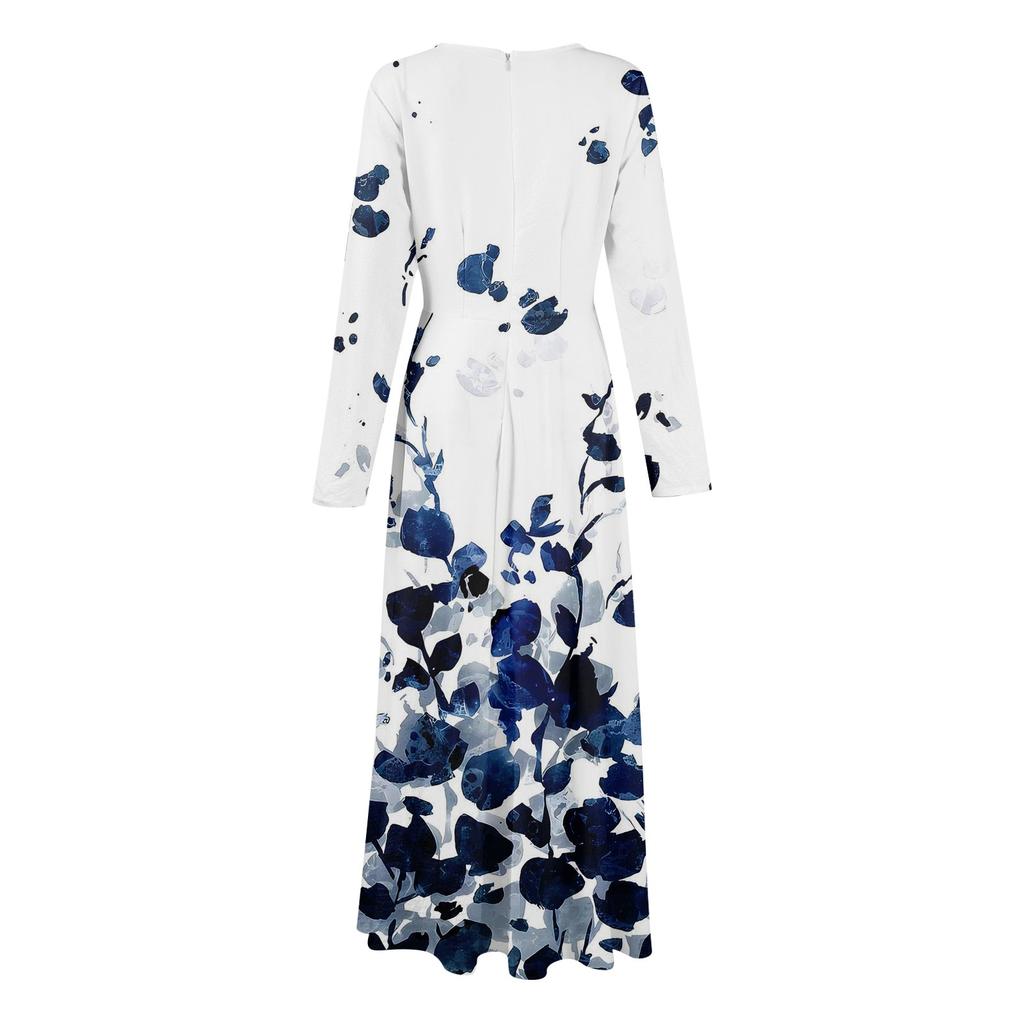 Women's Casual And Fashionable Round-neck Long Sleeve Mid Length Dress