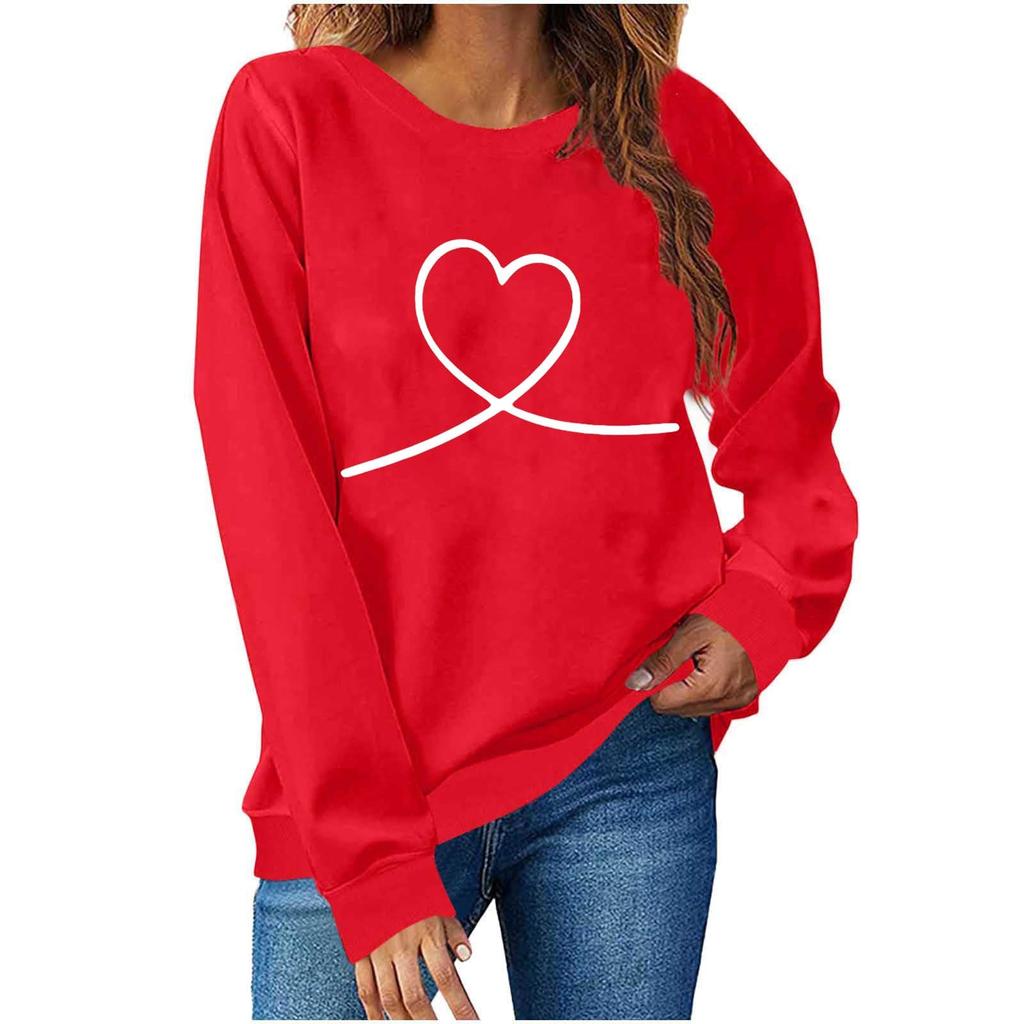 Women's Casual Fashion Valentine's Day Print Long Sleeve O,Neck Sweatshirts Pullover Top