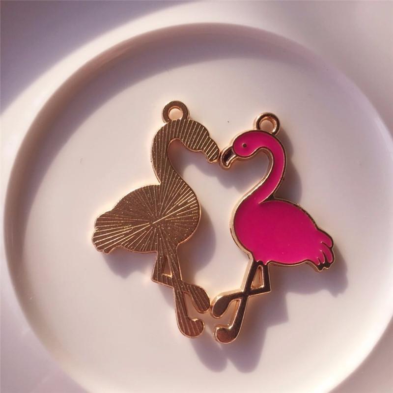 10 Pcs Enamelled Animal Flamingo Talisman Pendant DIY Accessories for Wedding Birthday Parties