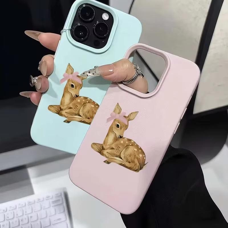 Einfache Retro-Handyhülle mit Hirsch-Litschi-Muster für Samsung Galaxy A55 A35 A25 A15 5G A24 A23 A32 A52 A71 A72 A51 4G Rückseite