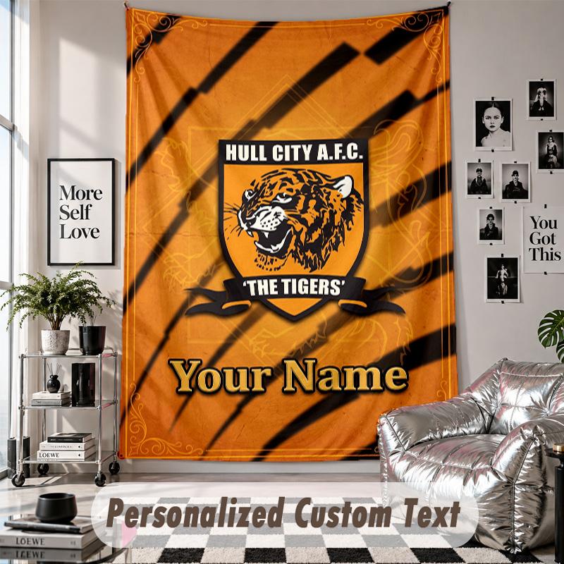 Wall Hanging Tapestry With Custom Name & Text, Hull FC Decorative Tapestry For Bedroom