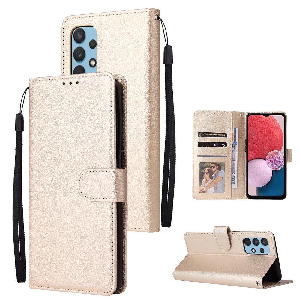 Geeignet für Samsung A25 Handy Lederhülle A03 einfarbig drei Karten Foto Rahmen Brieftasche Halter Schutzhülle S24 Leder Muster