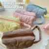 Candy Colors Cosmetic Bag Soft Flannel Cartoon Pattern Fashion Handbag For Women
