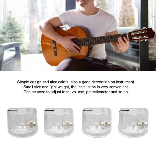 Effector Control Knobs, Guitar Effector Knobs with Slot Design, 4-Piece, High Precision, Transparent
