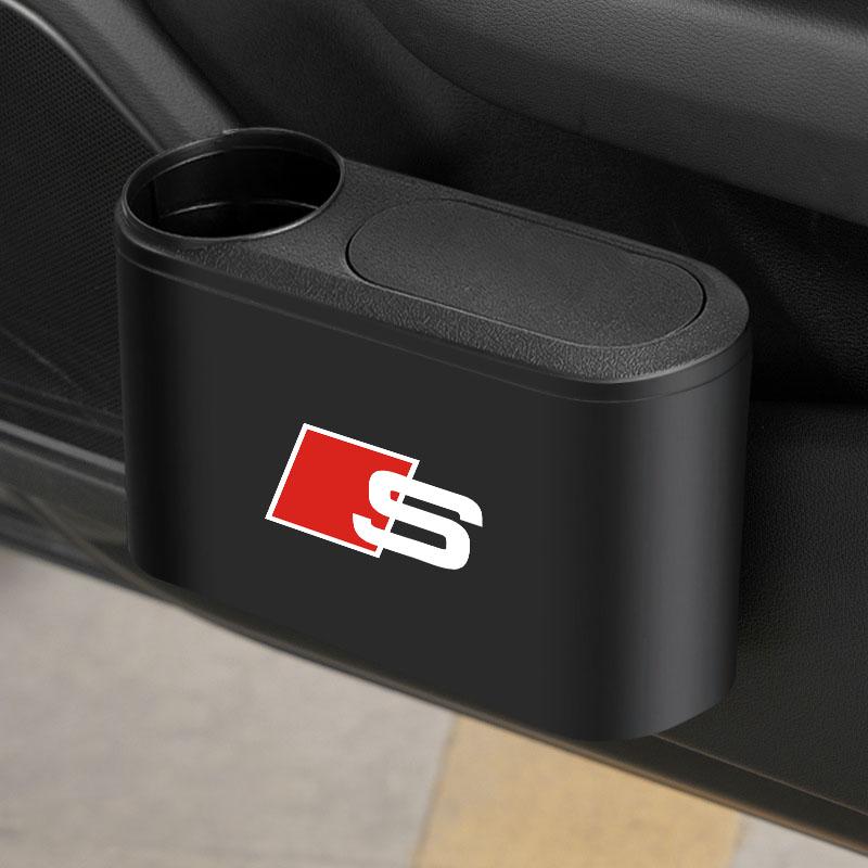 Hanging Car Trash Can Auto Emblem Garbage Box Accessories For Audi C7 C6 C5 B5 B6 B7 B8 B9 D3 Q3 Q5 Q7 TT A1 A3 A4 A5