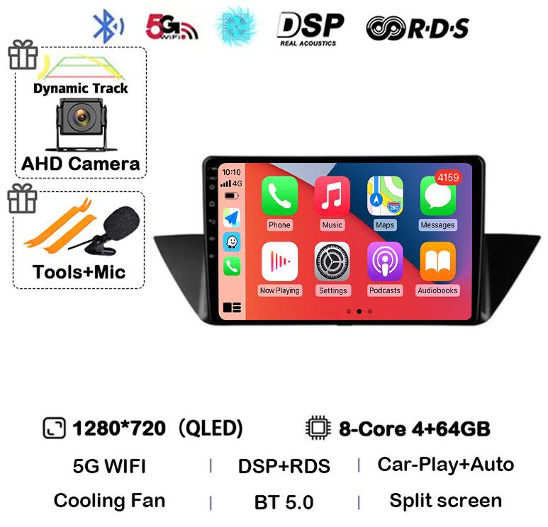 10"Android 14 Auto CarPlay For BMW X1 E84 2009 2010 2011 2012 Car Radio Multimedia Video Players Gps Navigation Stereo Head Unit