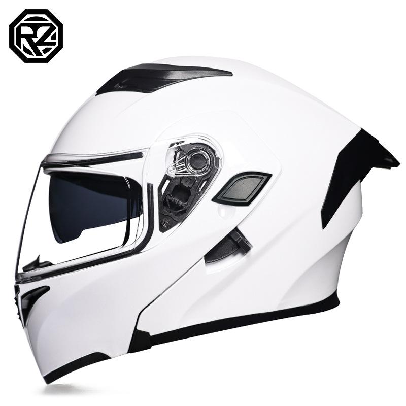 Motorcycle Helmet Peeling Helmet Double Lens Big Tail Locomotive Racing Helmet Running Helmet Men and Women Keep Warm In Winter