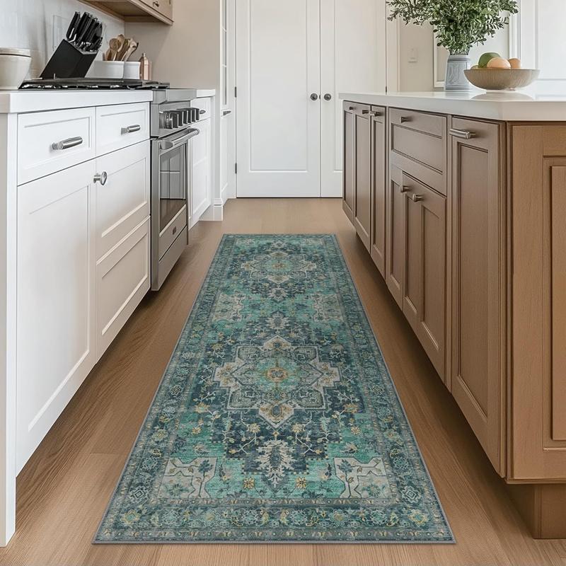 

VIKAMA Vintage Carpet Bohemian Style American Living Room Bedroom Bedside Rug Kitchen Non-Slip Mat Foldable Home Decoration 40X120CM