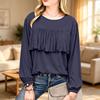 Women's Cute Square Neck Babydoll Blouse with Ruffle Hem, Elastic Waist, Short Sleeve, Flowy