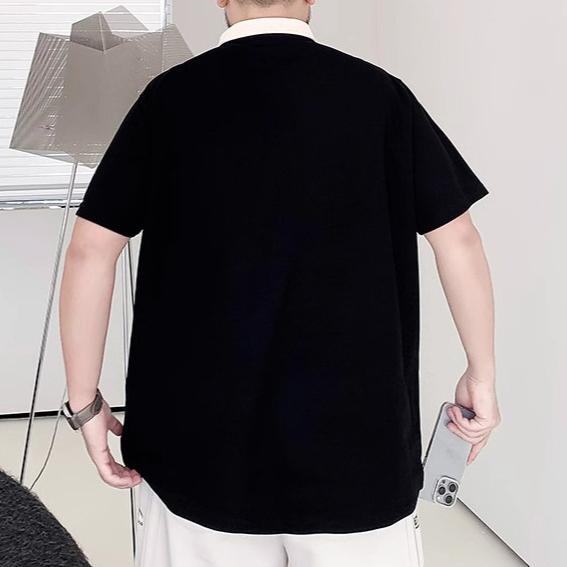 Trendy Large Size Sweat Wicking Soft Quality Breathable Men's Loose Polo Shirt--Wrinkle Resistant Casual Sports Short Sleeve Neck Shirt