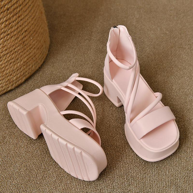 Fashion temperament French versatile with skirt platform sandals women's 2025 new summer design Roman shoes