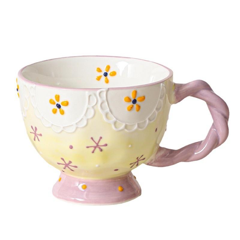 Ceramic Mug, Office Water Cup, Girl Cute Creative Breakfast Cup, Milk Universal Oat Cup, Household Anti-Corrosive