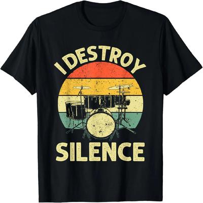 I Destroy Silence Drums T Shirt Funny Drummer Shirt