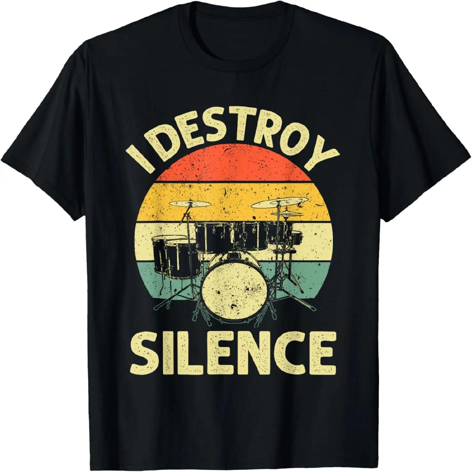 I Destroy Silence Drums T Shirt Funny Drummer Shirt XXXXXL разноцветный