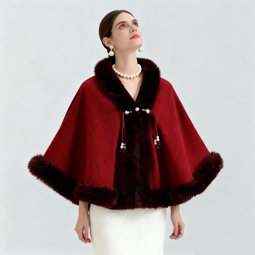 New Velvet And Thick Fur Collar Shawl For Women To Keep Warm