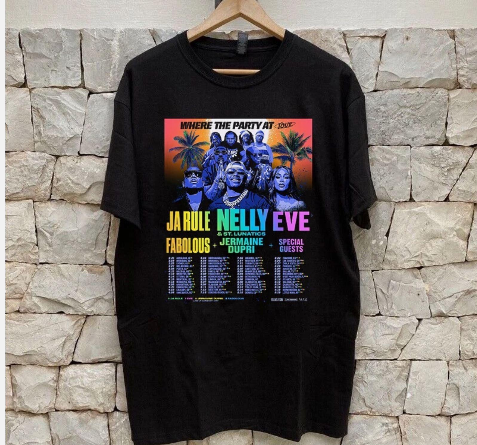 Where The Party At Tour Ja Rule Nelly and Eve T Shirt Full Size S-5XL XXXL