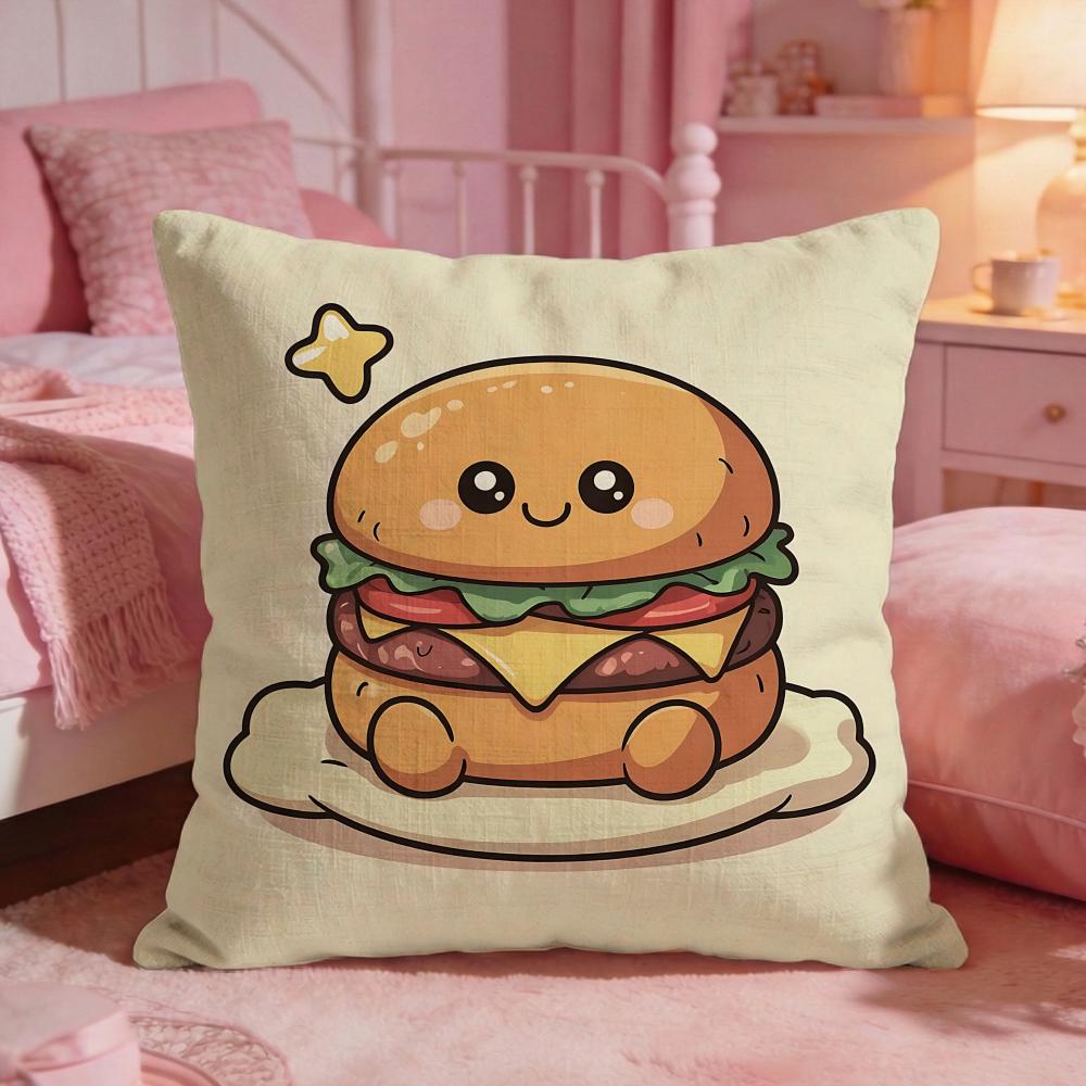 FoodBurgerS Cushion Cover Premium Comfort Reversible Pillow Cove Two in One Design for Any Room Car Interior