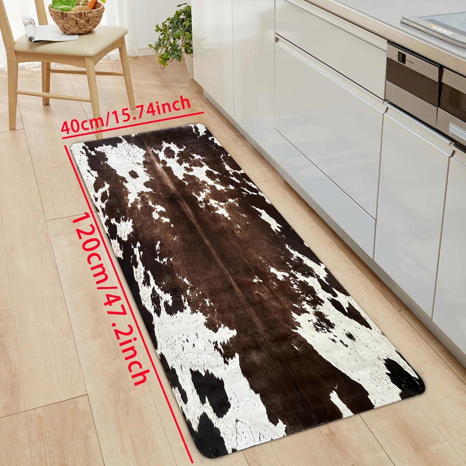 

1PC Cowhide Pattern Kitchen Rug Non-Slip Door Mats Pop design Bathroom Rug Bath Mat Carpet for Home Sink Laundry Decor 40cm x 60cm