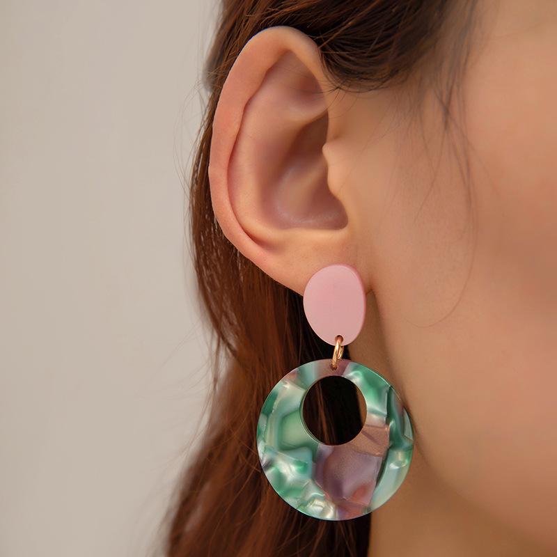 

JMXD-Creative Round Acrylic Stud Earrings for Women, Y2K Multicolor Lightweight Fashion Ear Gifts, Trendy Minimalist Drop Dangle