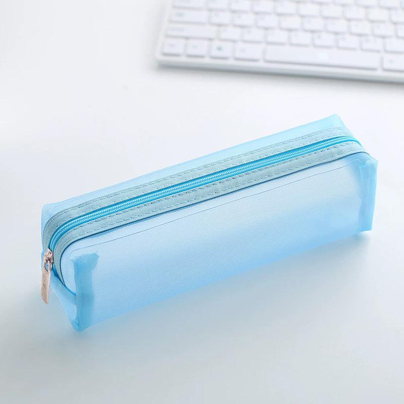 Große transparente Netz-Federtasche für Schüler - Einfache Schreibwarentasche für Jungen und Mädchen