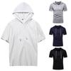 Men Short Sleeve Solid Color Hooded Drawstring T-shirt Pullover Tee Shirt for Daily Wear
