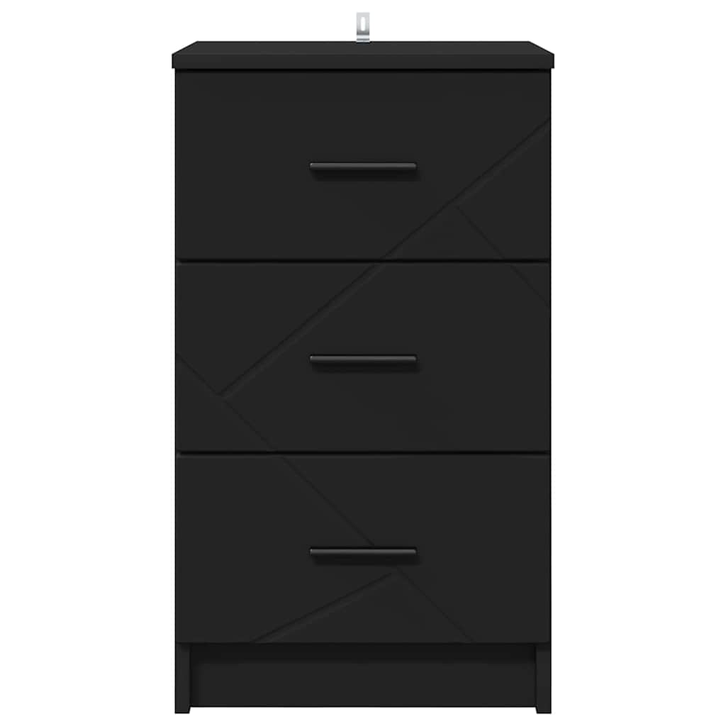 Nightstand with Drawers Black 38 x 38 x 66 cm Engineered Wood