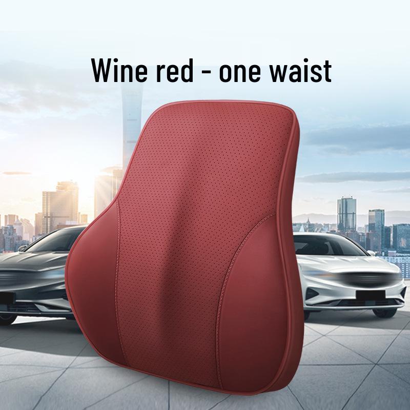 Nappa Leather Memory Foam Car Headrest & Lumbar Pillow Cushion